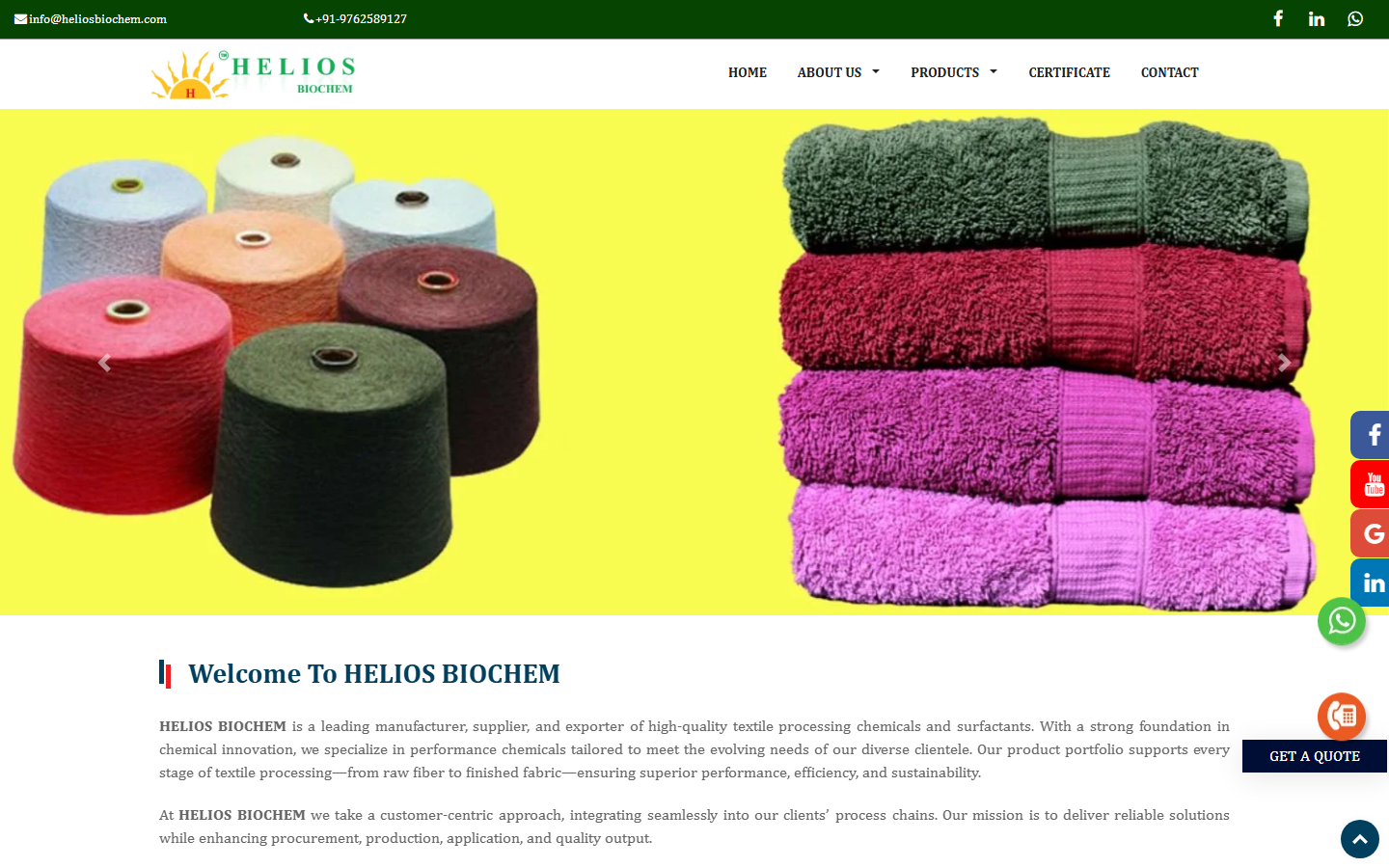 Helios Biochem website preview